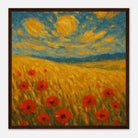 Dark wood frame 40x40 cm 16x16″ - “Sun-Spun Fields” | Golden Wheat & Poppy Field Art Print - Play By Print