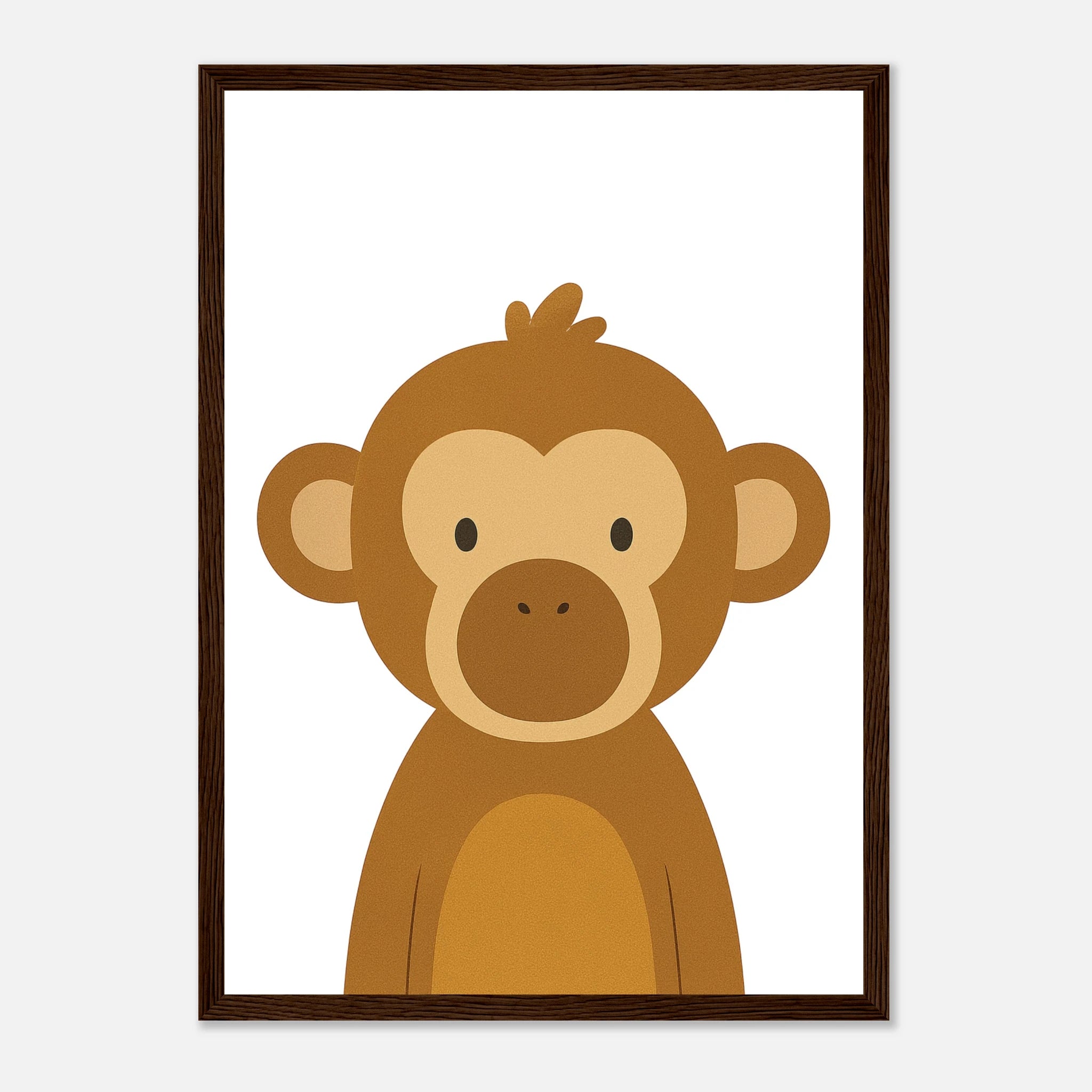 Dark wood frame - Monkey – Jungle Nursery Art Print - Play By Print