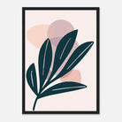 Black frame - Midnight Leaf & Blush Shapes Modern Abstract Wall Art - Jerin
