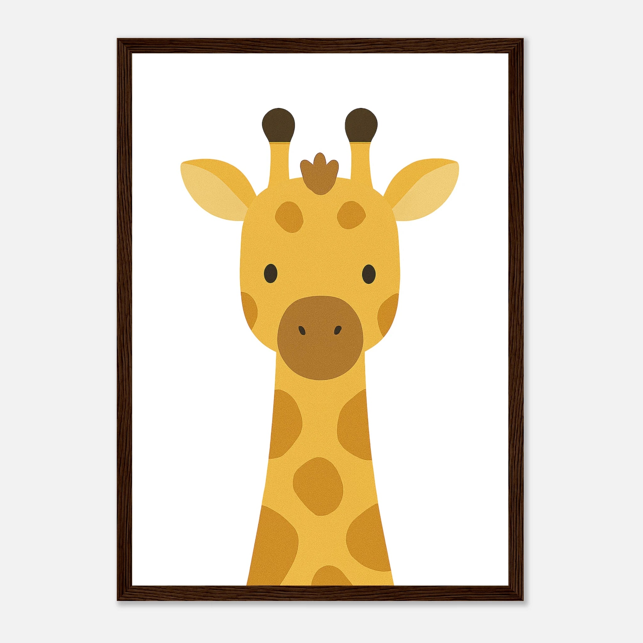 Dark wood frame - Giraffe – Minimalist Animal Art Print | Safari Nursery or Kids' Room Poster - Play By Print