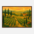 Dark wood frame A2 (42 x 59.4 cm) - “Sunset Over Tuscany” | Golden Vineyard Landscape - Play By Print