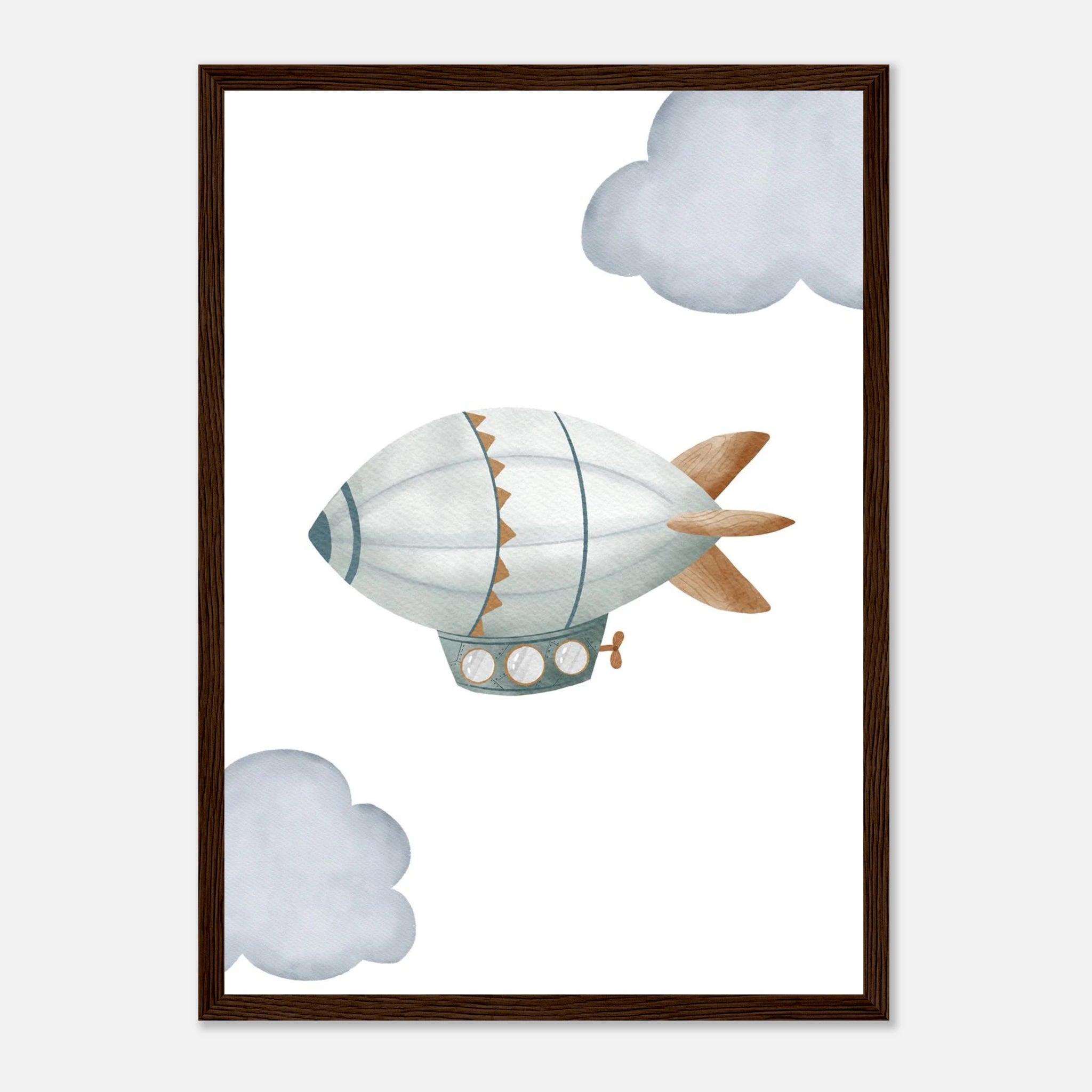 Dark wood frame - Vintage Airship Wall Art - Olga