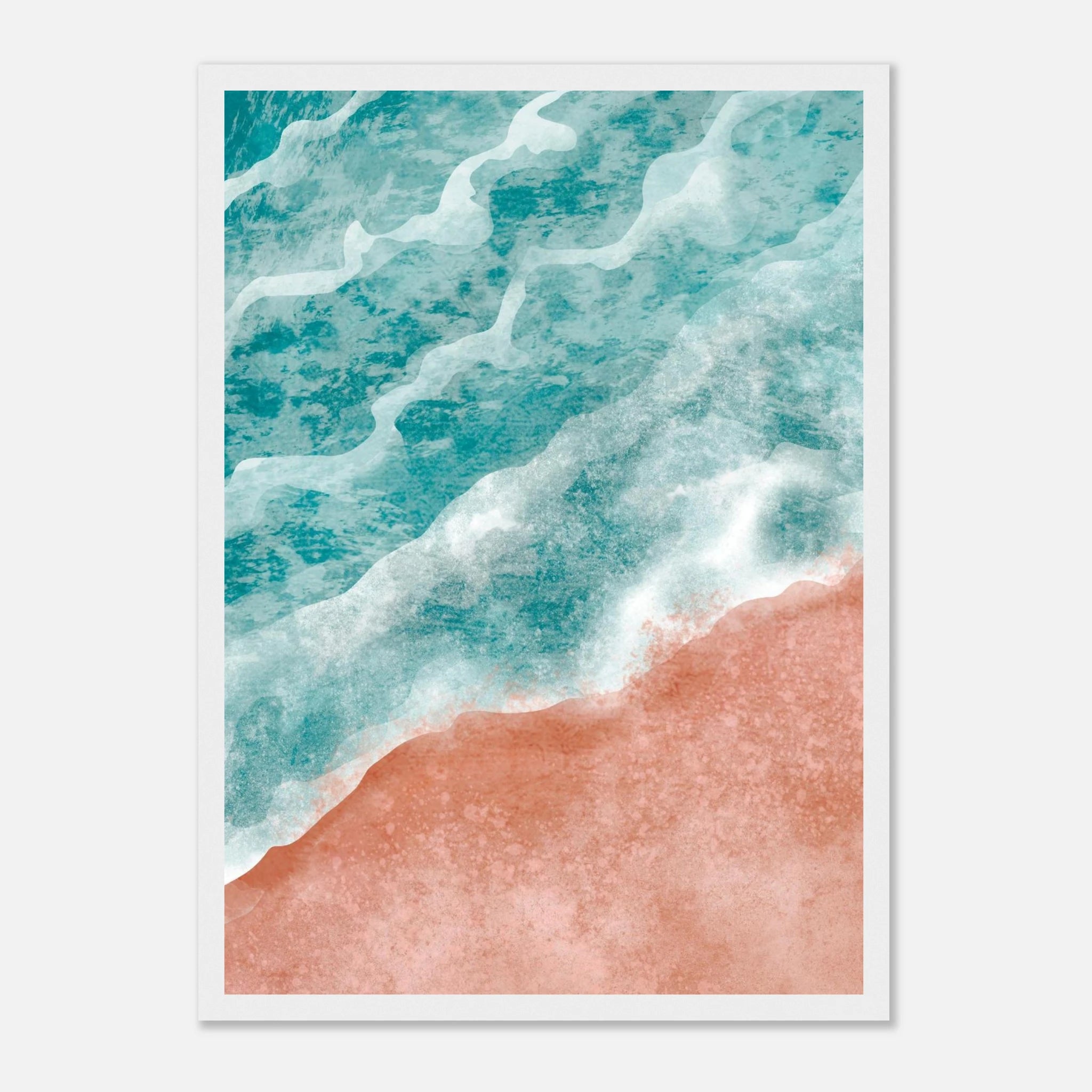 White frame - Pastel Shoreline – Ocean Wave and Beach Abstract Wall Art Print - Play By Print