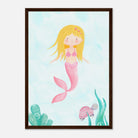 Black frame - Blonde Mermaid Wall Art | Watercolour Ocean Nursery Print for Girls - Iris