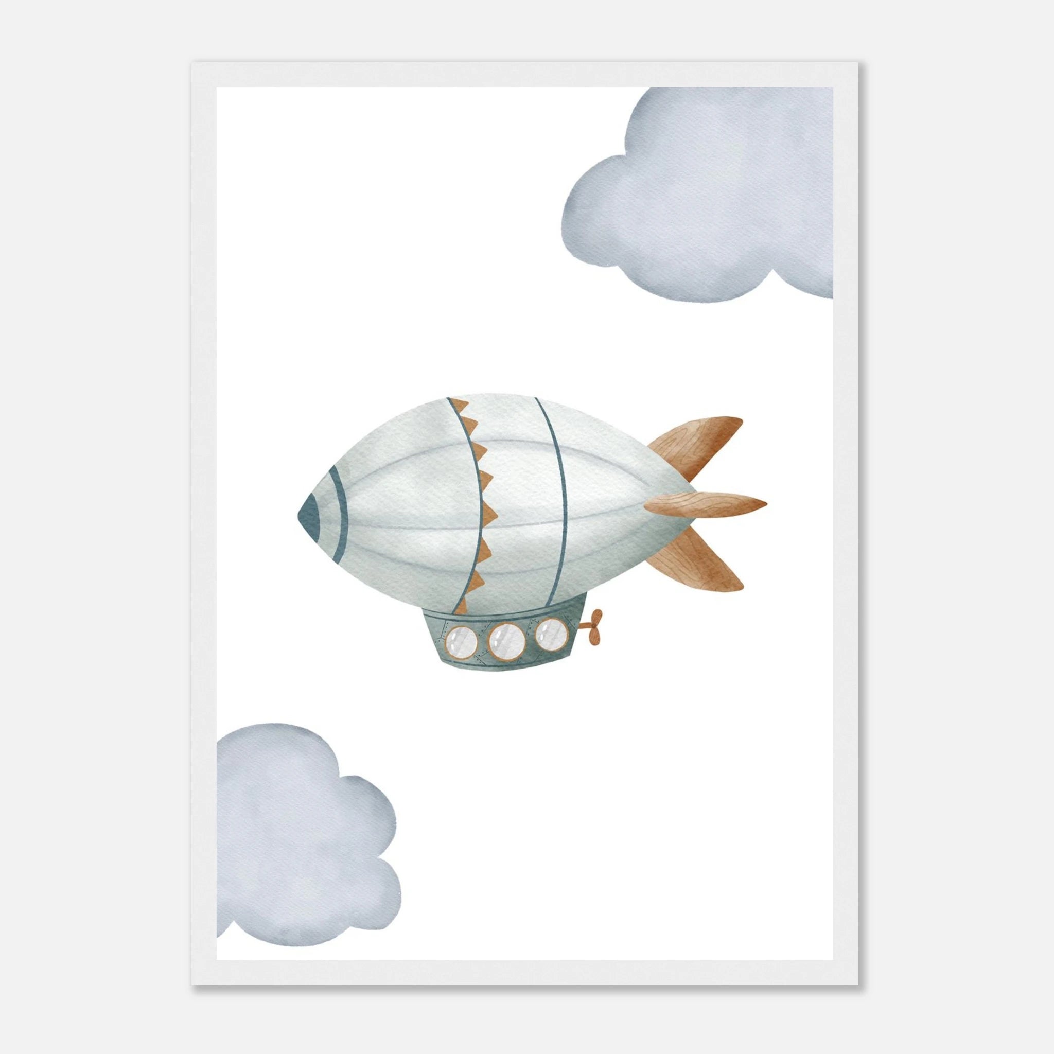 White frame - Vintage Airship Wall Art - Olga