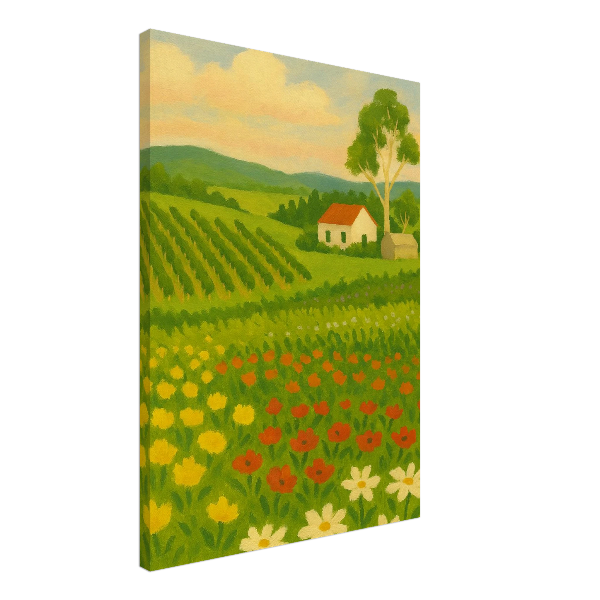 Canvas 50x70 cm 20x28″ - Vineyard & Wildflowers – Australian Countryside Canvas Wall Art - Play By Print