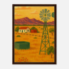 Dark wood frame 50x70 cm 20x28″ - Outback Windmill Landscape Canvas Wall Art - Play By Print