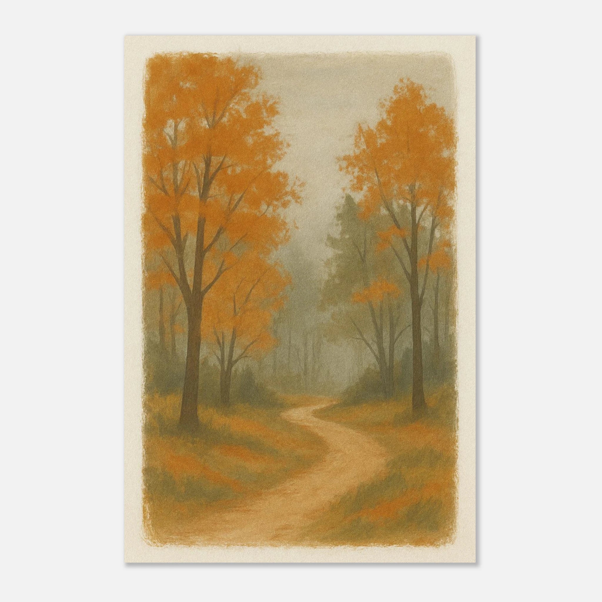 Unframed 30x45 cm 12x18″ - Whispering Path – Misty Autumn Forest Wall Art Print - Play By Print