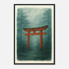 Black frame 40x60 cm 16x24″ - Torii Gate in Mist – Gouache Japanese Landscape Art Print - Play By Print
