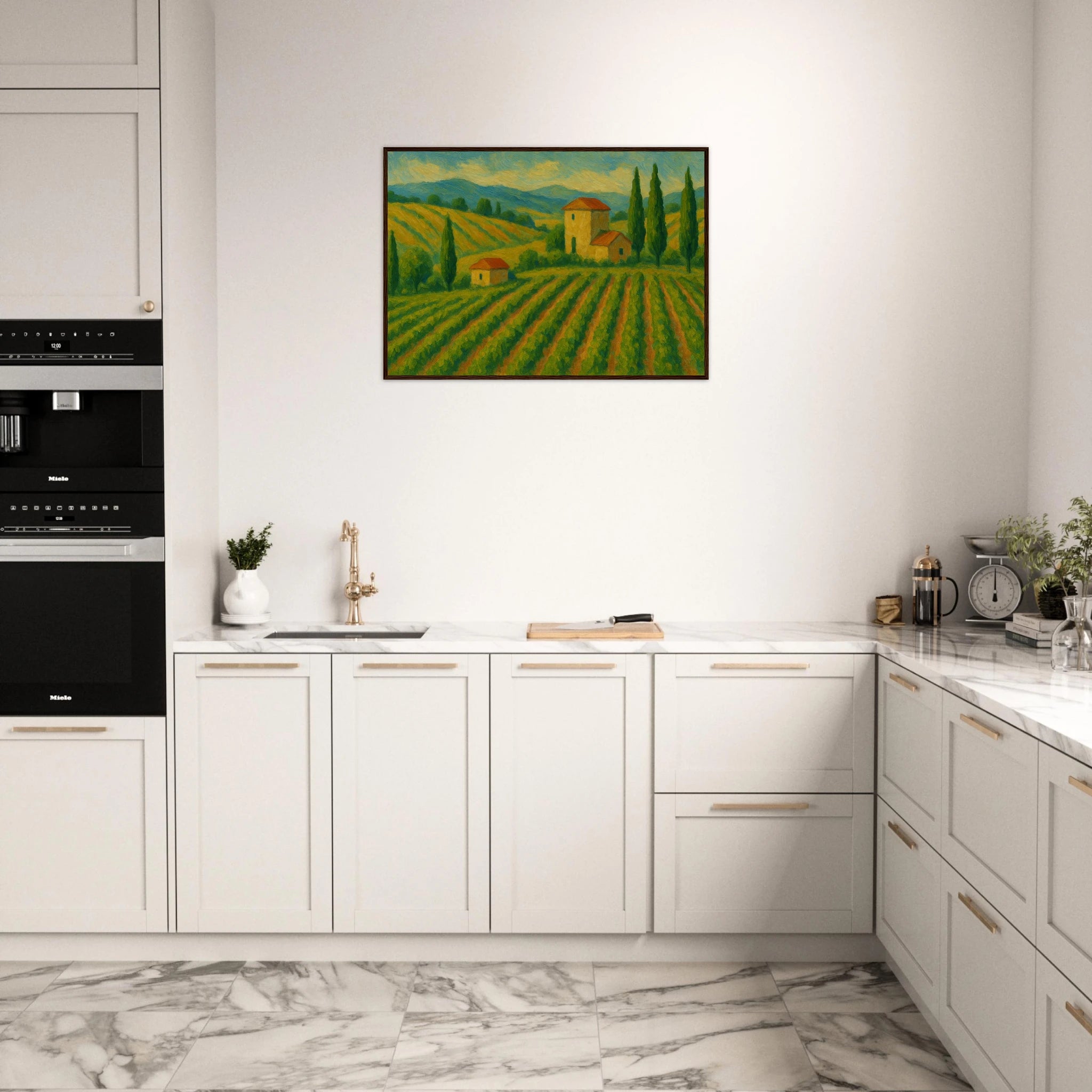 # all-groups - Tuscan Serenity – Golden Vineyard Landscape Wall Art Print - Play By Print