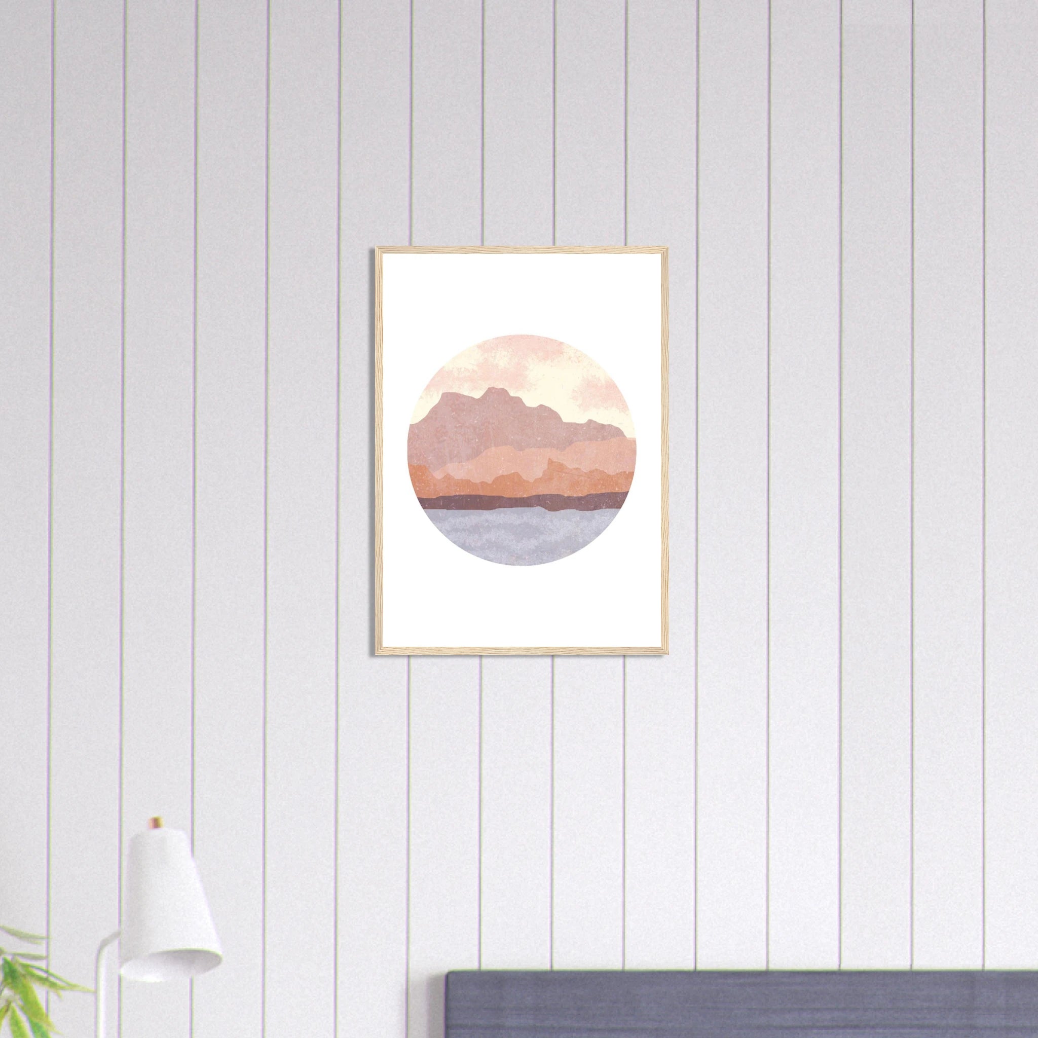 # all-groups - Circular Mountain Horizon – Watercolour Landscape Art Print - Daisy