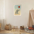 # all-groups - Baby Elephant with Balloon – Gouache Nursery Art Print - Play By Print