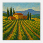 Unframed 50x50 cm 20x20″ - “Golden Rows” | Tuscany Vineyard Landscape Print - Play By Print