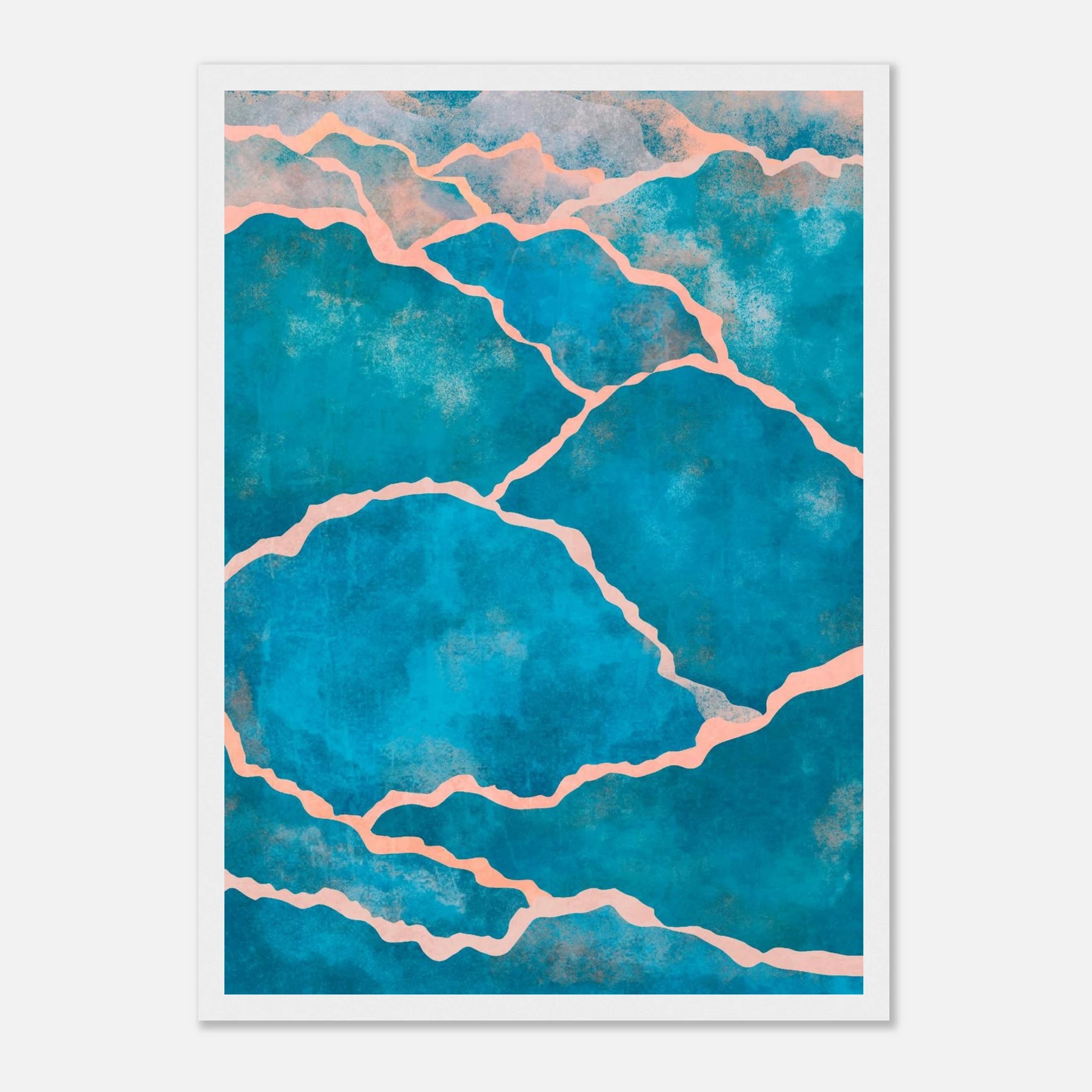White frame - Cracked Ocean – Abstract Teal Coastal Texture Art Print - Daisy