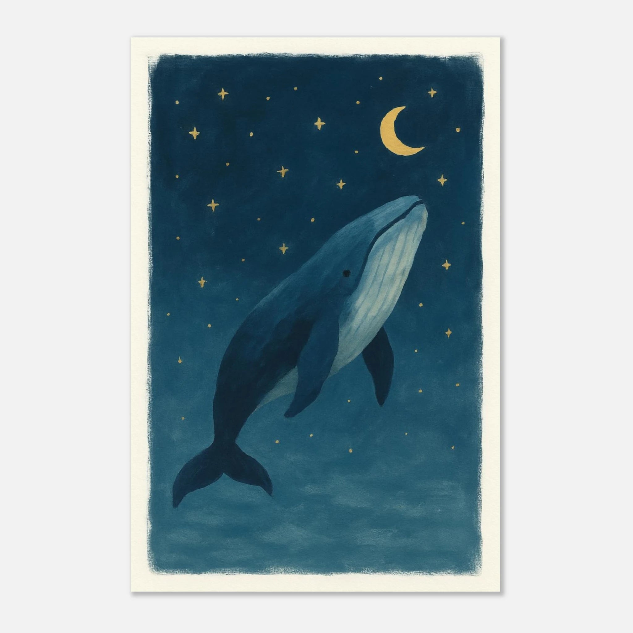 Unframed 40x60 cm 16x24″ - Whale Wishes Under the Moon – Magical Nursery Art Print - Play By Print