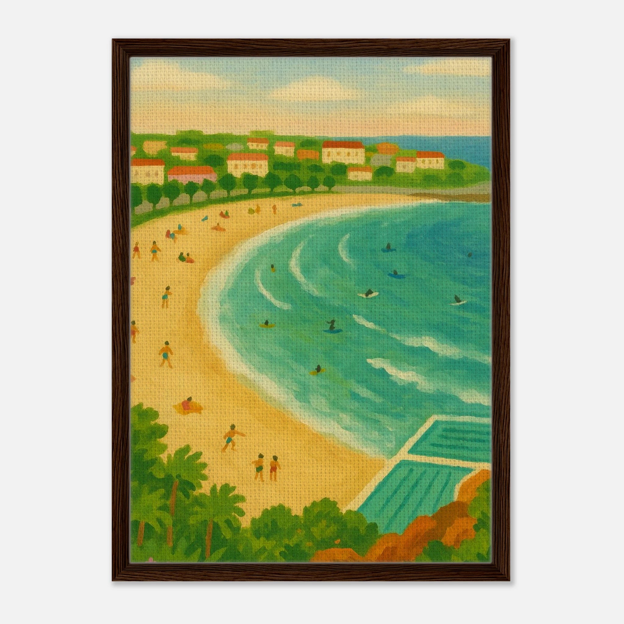 Dark wood frame 50x70 cm 20x28″ - Bondi Beach Canvas Wall Art - Play By Print