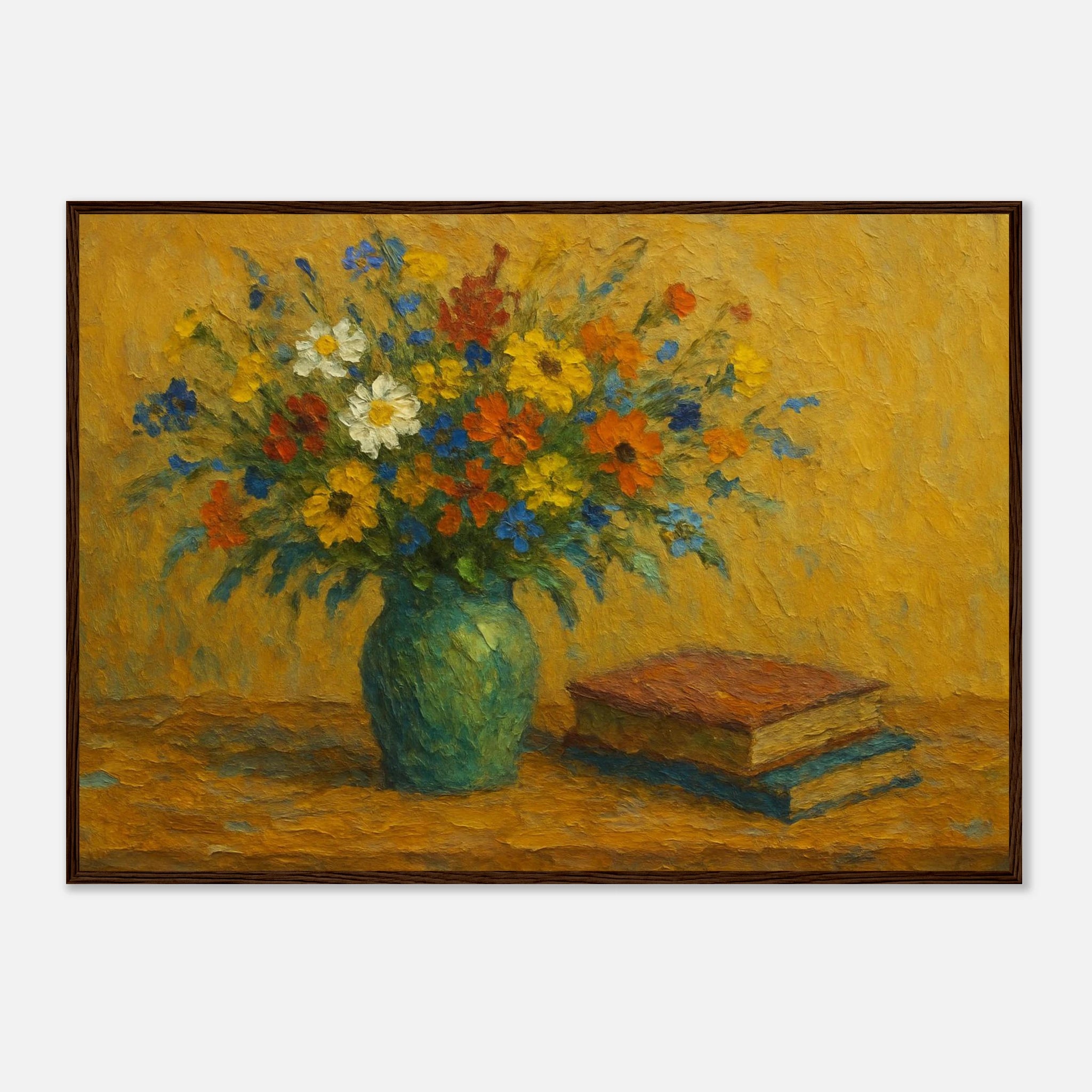 Dark wood frame A1 (59.4 x 84.1 cm) - “Wild Blooms & Well-Worn Pages” | Floral Still Life - Play By Print
