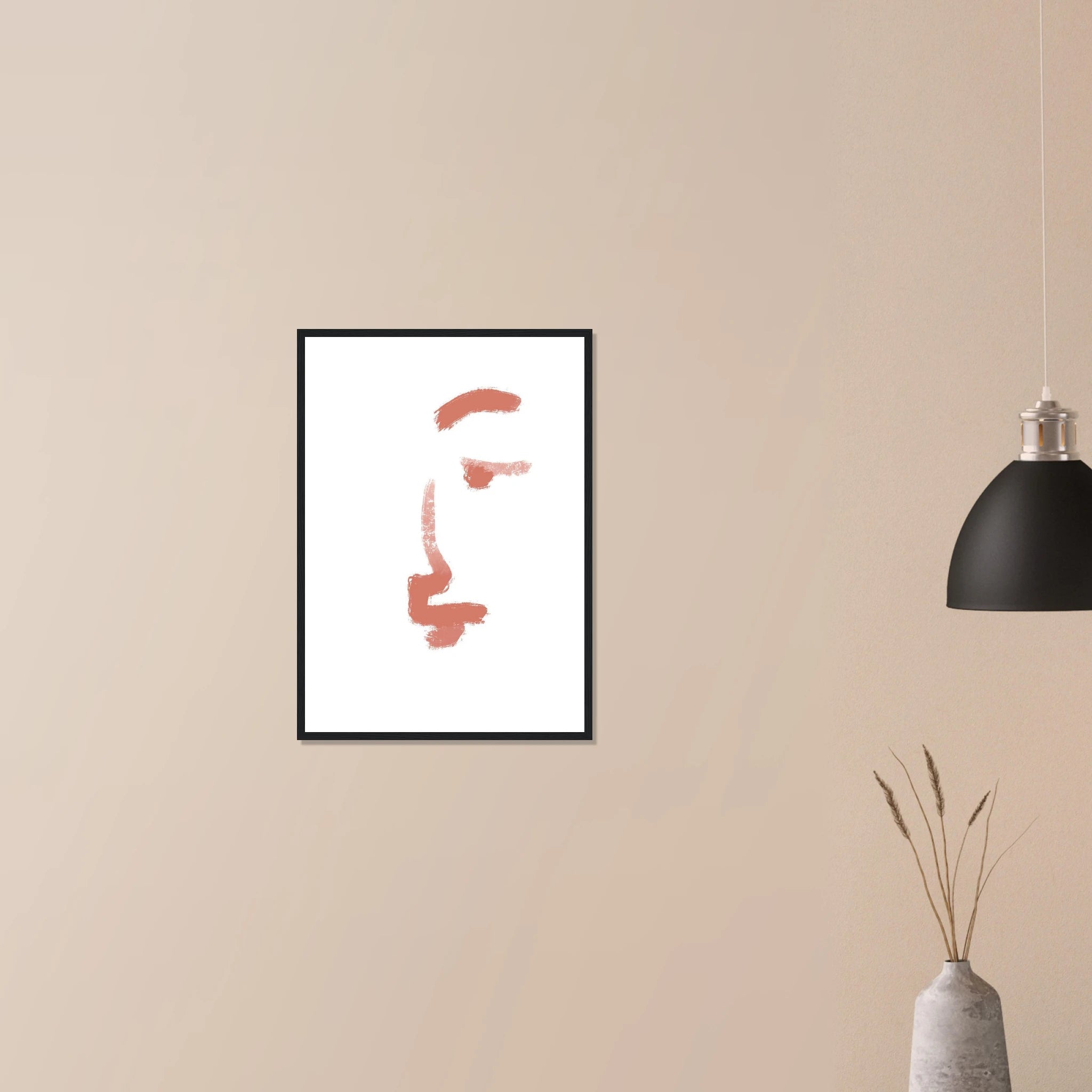 # all-groups - Bare Expression – Minimalist Abstract Face Print in Terracotta - Daisy