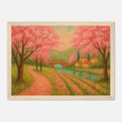 Wood frame 21x29.7 cm 8x12" - Spring Cherry Blossom Lane – Pink Blossoms by the River Art Print - Play By Print