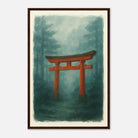 Dark wood frame 40x60 cm 16x24″ - Torii Gate in Mist – Gouache Japanese Landscape Art Print - Play By Print