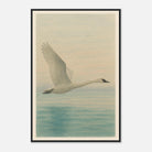 Black frame 60x90 cm 24x36″ - Grace in Flight – Watercolour Swan Over Calm Waters - Play By Print