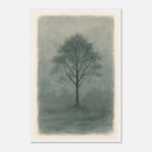 White frame 40x60 cm 16x24″ - Misty Monochrome Tree – Minimalist Landscape Art Print - Play By Print