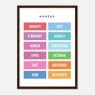 Dark wood frame - Months of the Year Poster – Bright & Colourful Educational Print for Kids - Elena