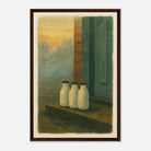 Dark wood frame 30x45 cm 12x18″ - Milk Bottles at Dawn – Gouache Still Life Art Print - Play By Print