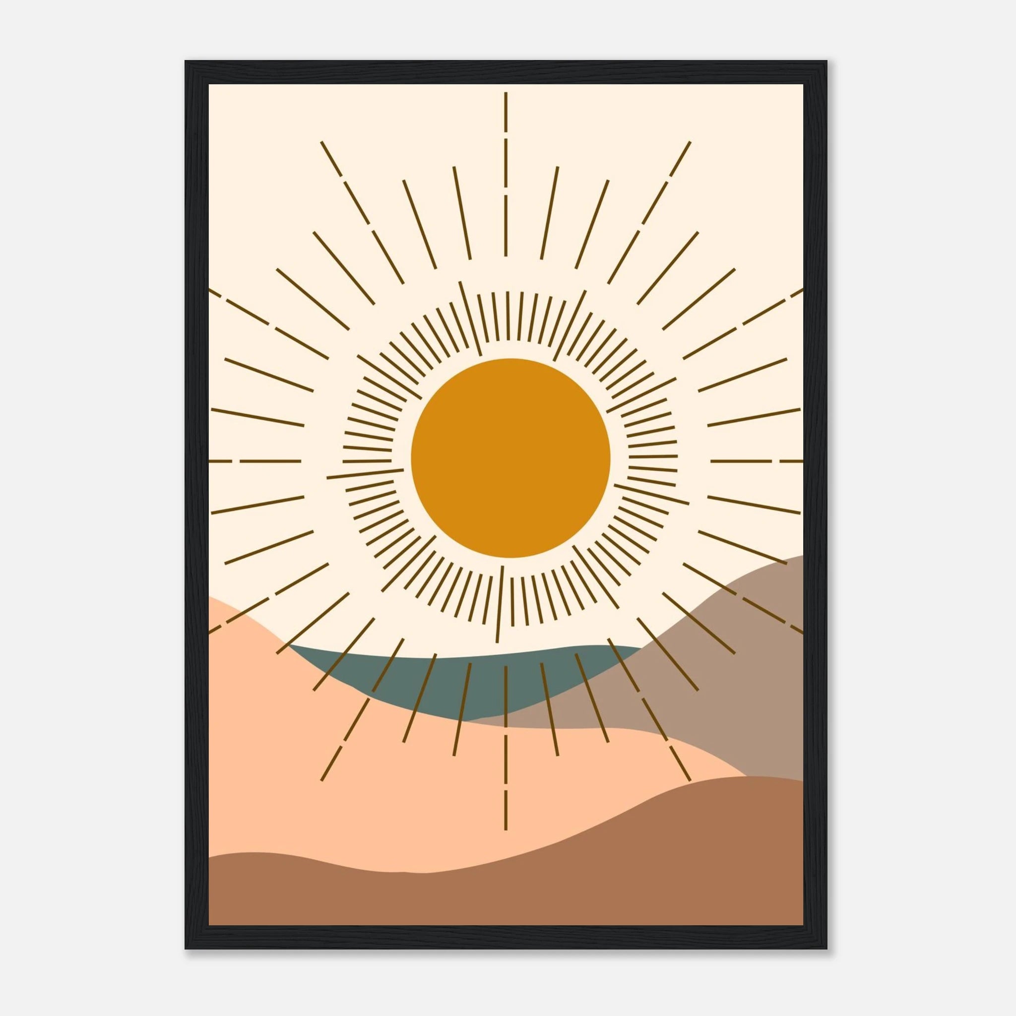 Black frame - Minimalist Sun Print Boho Desert Landscape Wall Art - Play By Print
