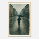Wood frame 40x60 cm 16x24″ - Rainy City Walk – Gouache-Style Art Print - Play By Print