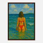 Dark wood frame A3 (29.7 x 42 cm) - Back to the Horizon | Red Bikini Coastal Wall Art - Play By Print