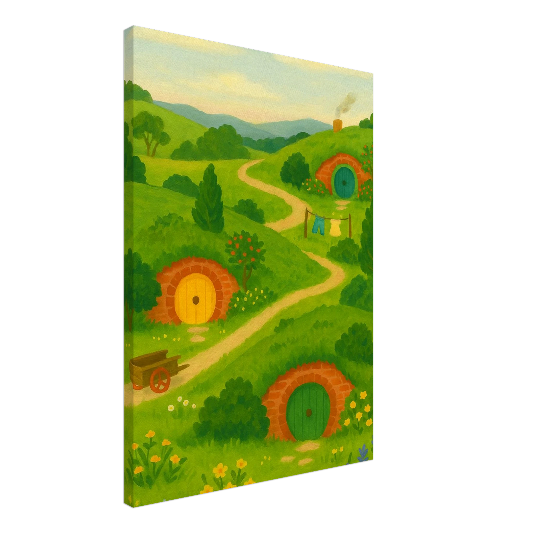 Canvas 50x70 cm 20x28″ - Hillside Hobbiton – New Zealand Hobbit Movie Set Canvas Wall Art - Play By Print
