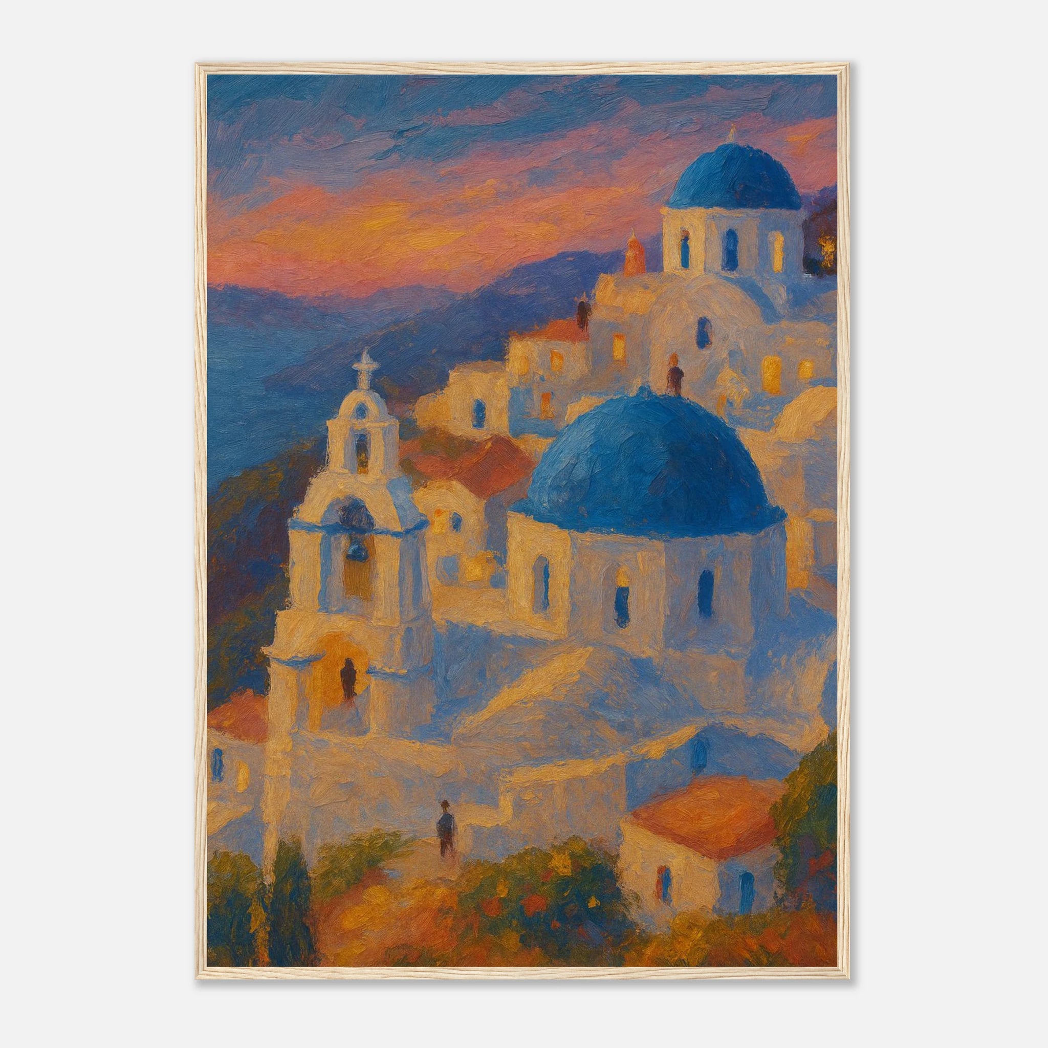 Wood frame A1 (59.4 x 84.1 cm) - "Sunset Over Santorini" Print | Mediterranean Wall Art - Play By Print