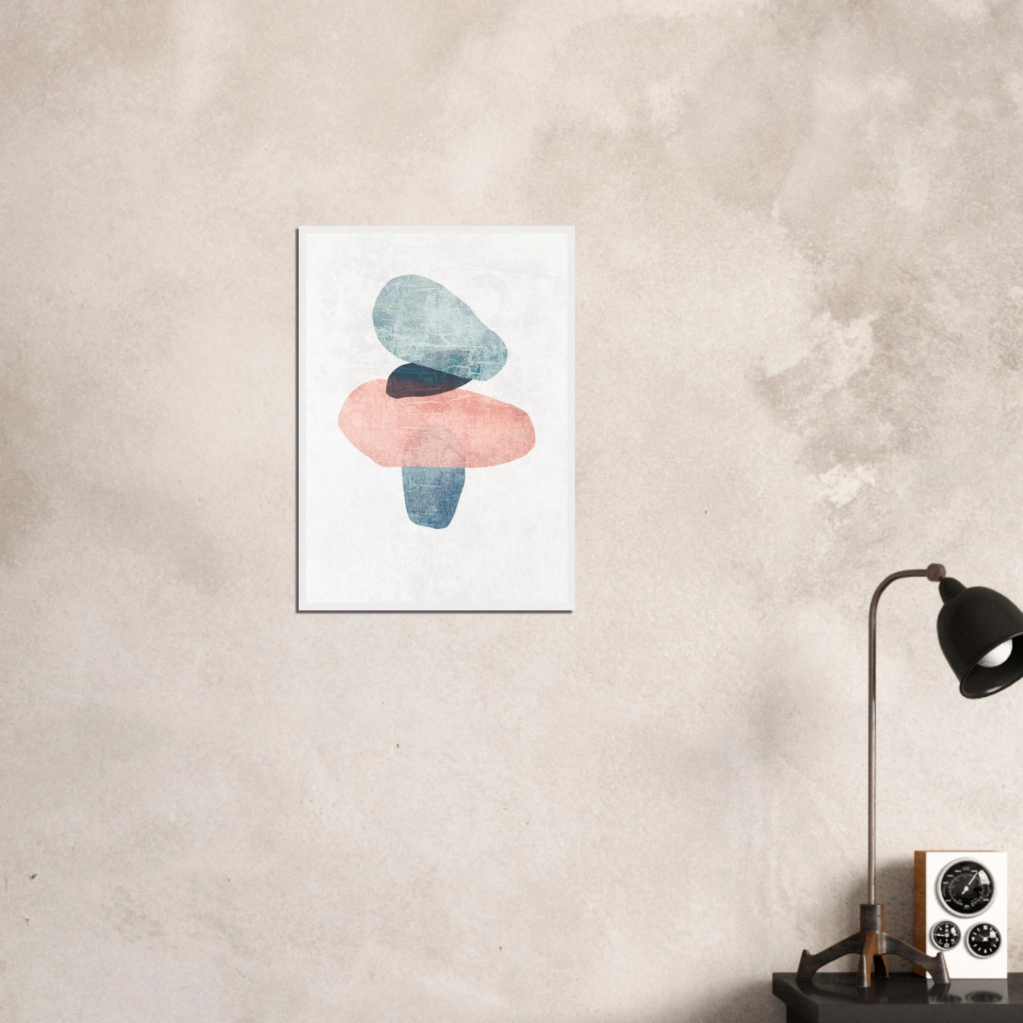 # all-groups - Balancing Act – Minimalist Abstract Stone Stack Print in Blue & Blush - Daisy