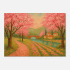 Unframed 21x29.7 cm 8x12" - Spring Cherry Blossom Lane – Pink Blossoms by the River Art Print - Play By Print