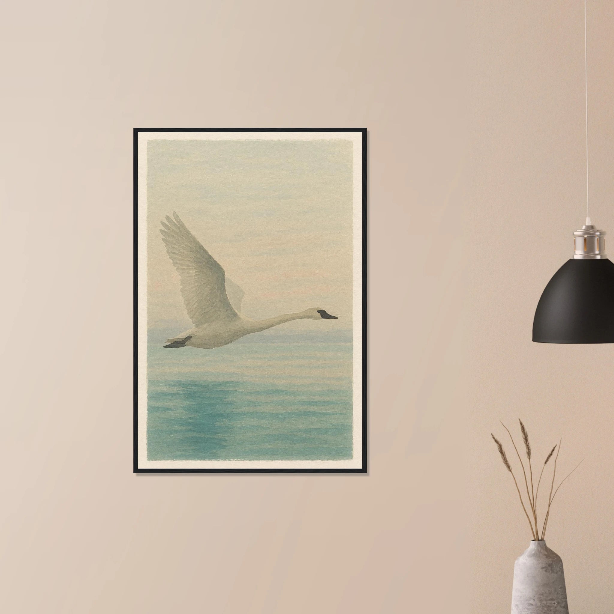 # all-groups - Grace in Flight – Watercolour Swan Over Calm Waters - Play By Print