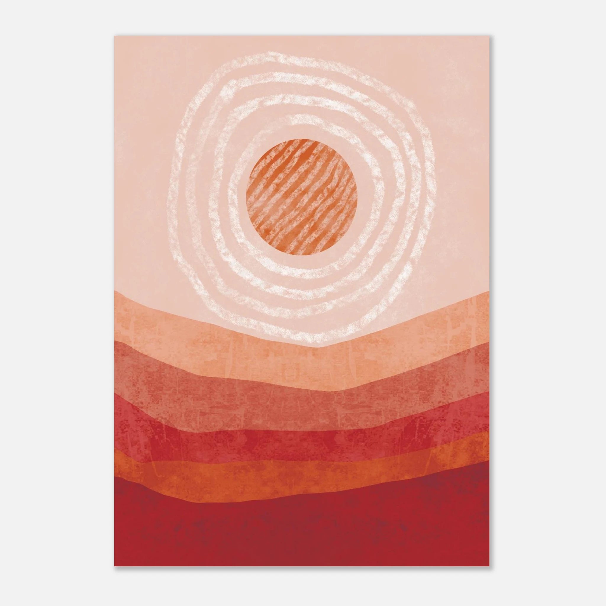 Unframed - Solar Bloom – Abstract Sunrise Wall Art in Terracotta Tones - Daisy
