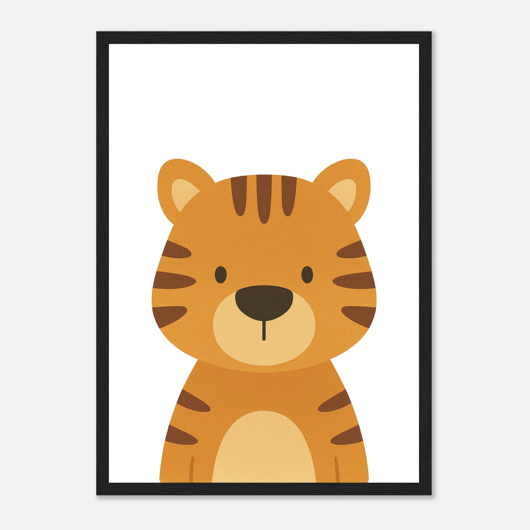 Dark wood frame - Tiger – Minimalist Jungle Animal Art Print | Safari Nursery or Kids’ Room Poster - Play By Print