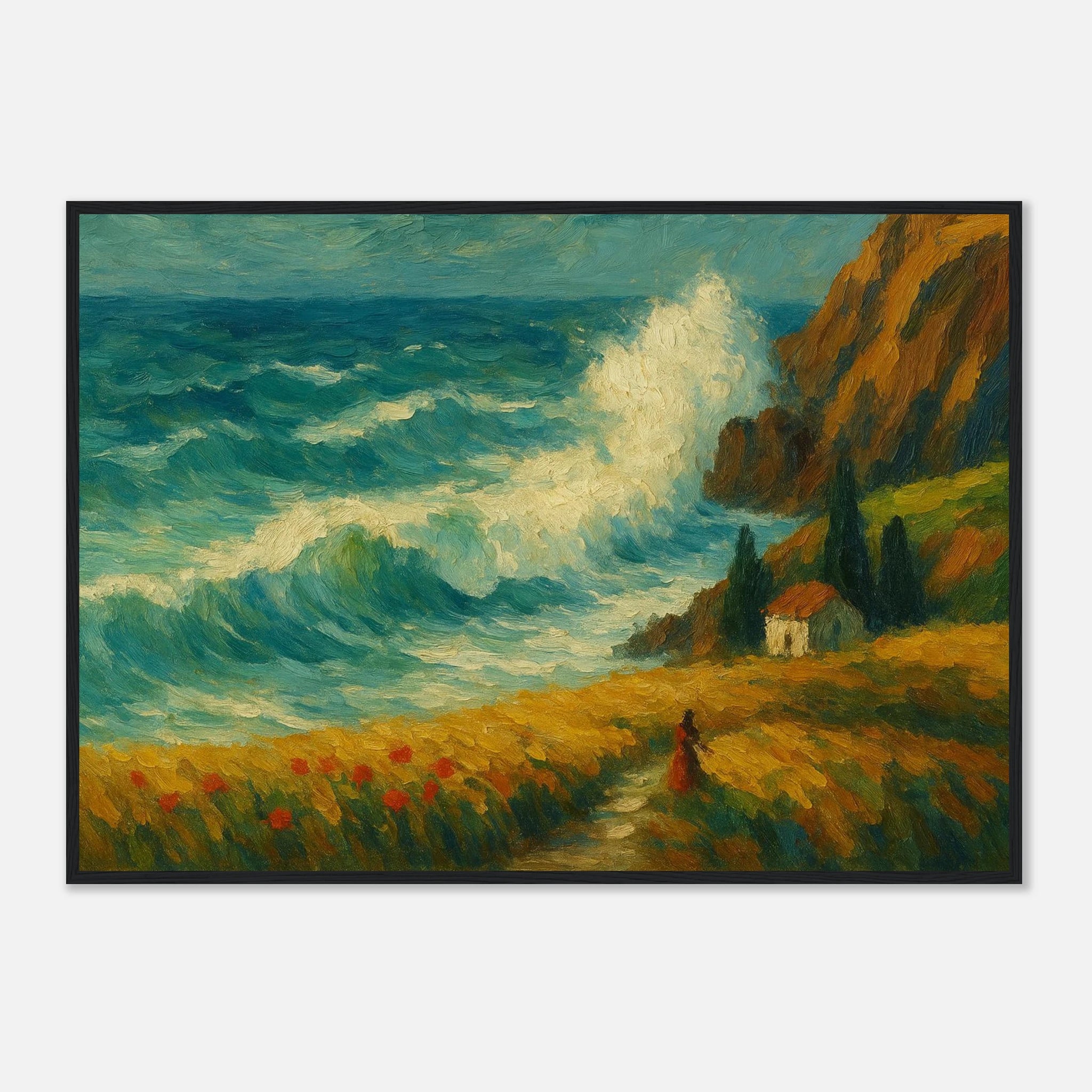 Black frame A1 (59.4 x 84.1 cm) - “Wild Coast” | Dramatic Ocean Wave Painting - Play By Print