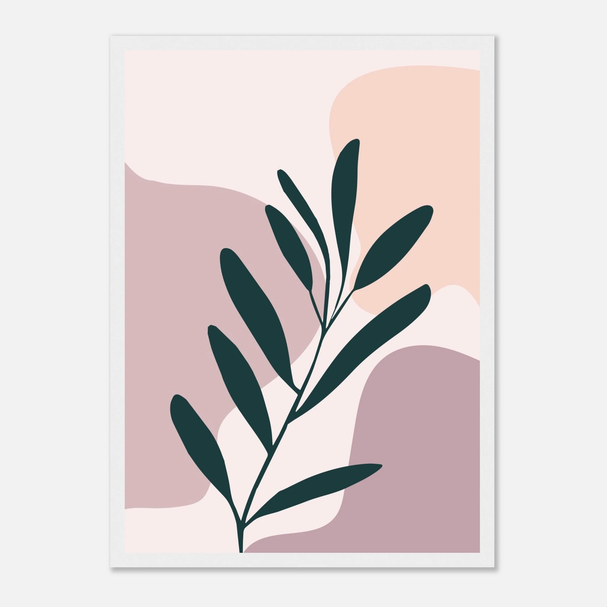 White frame - Olive Branch on Blush Modern Abstract Wall Art - Jerin