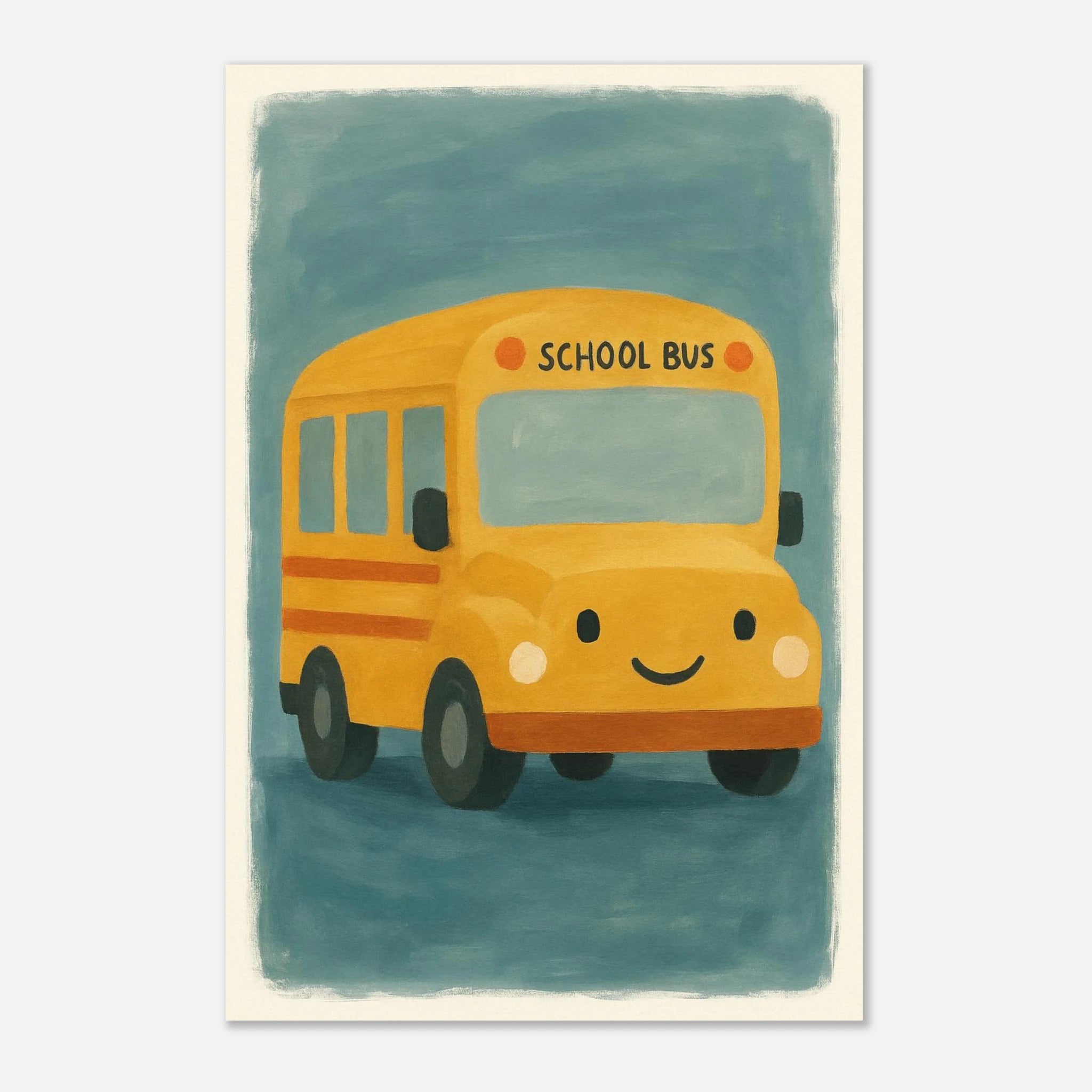 Unframed 30x45 cm 12x18″ - Happy School Bus – Whimsical Nursery Art Print - Play By Print