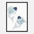 Black frame - Minimalist Koi Fish Art Print - Jerin