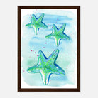 Dark wood frame A4 (21x29.7 cm 8x12") - Tide Treasures – Watercolour Starfish Art Print 🌟🩵 - Play By Print