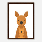 Dark wood frame - Kangaroo with Joey – Minimalist Australian Animal Art Print | Nursery or Nature-Themed Poster - Play By Print