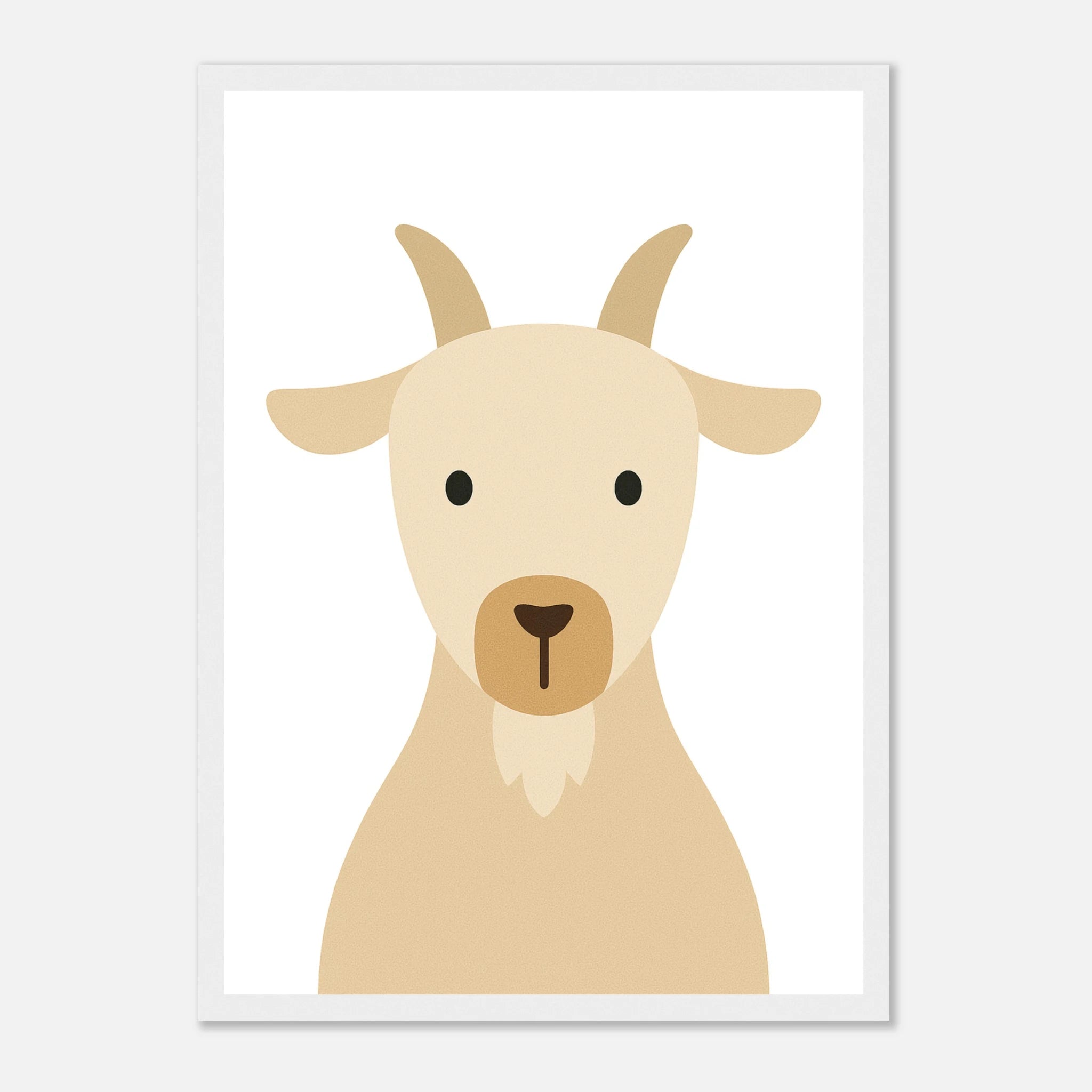 White frame - Goat – Minimalist Farm Animal Art Print | Nursery or Classroom Wall Poster - Play By Print