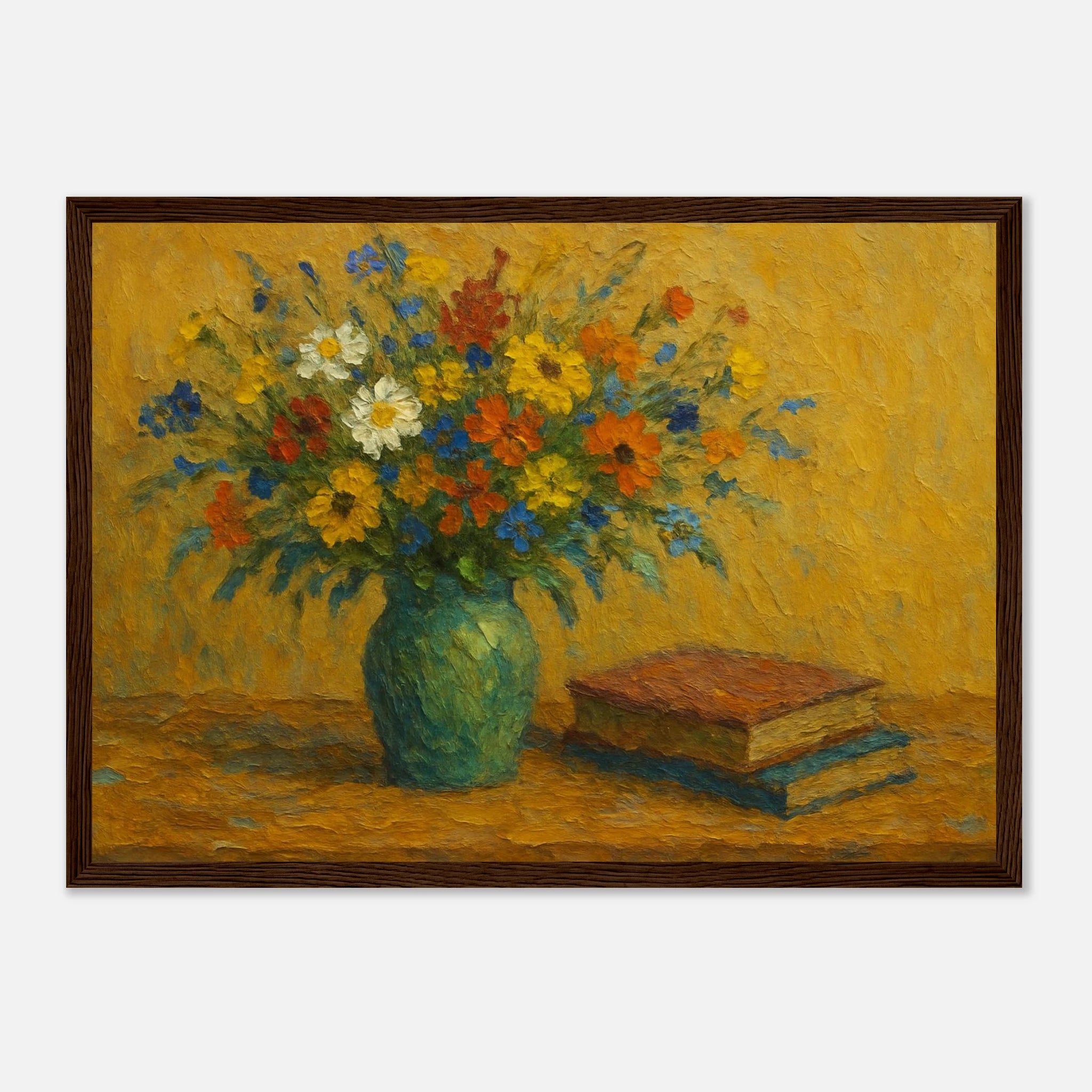 Dark wood frame A3 (29.7 x 42 cm) - “Wild Blooms & Well-Worn Pages” | Floral Still Life - Play By Print