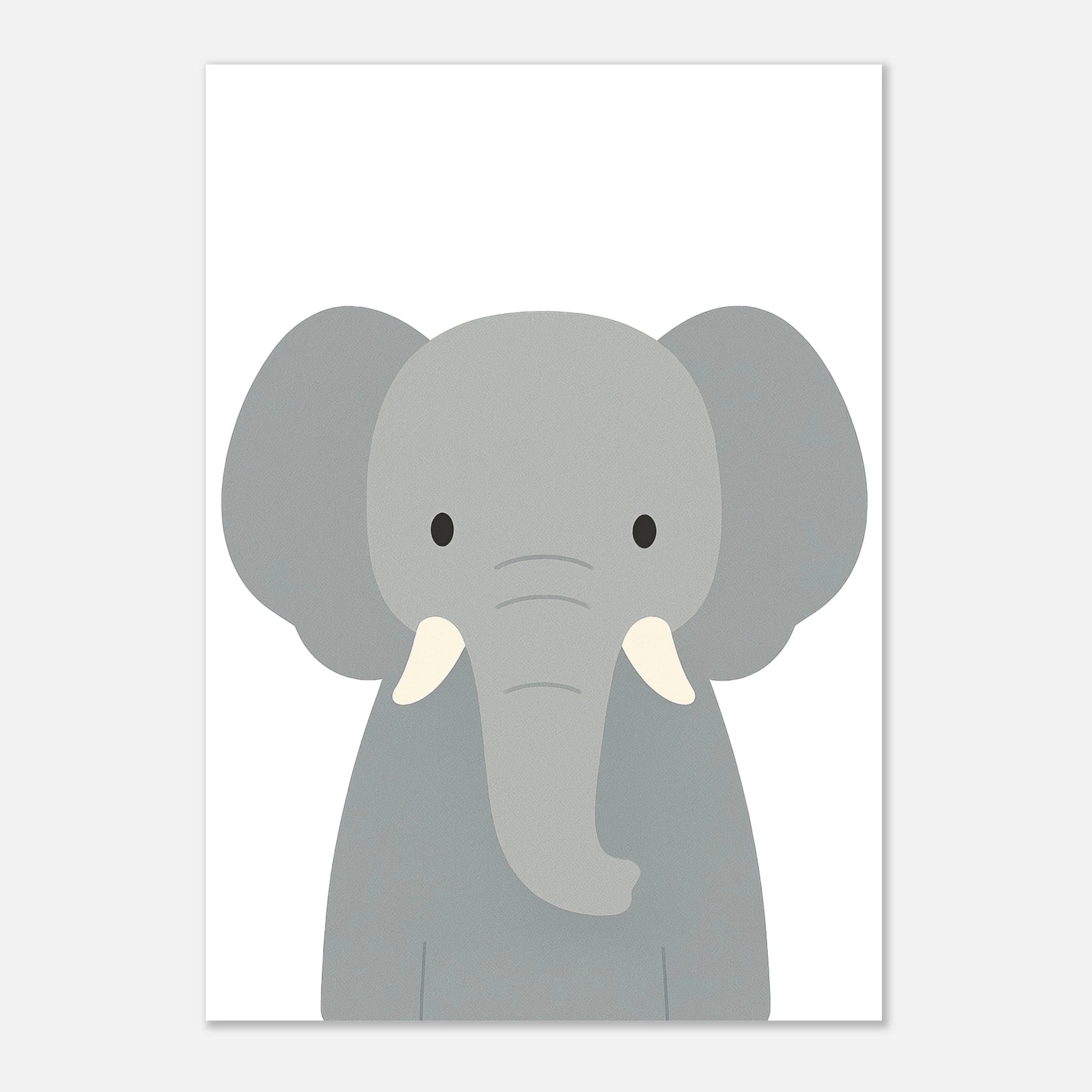 Unframed - Elephant – Minimalist Animal Art Print | Modern Nursery or Safari-Themed Poster - Play By Print