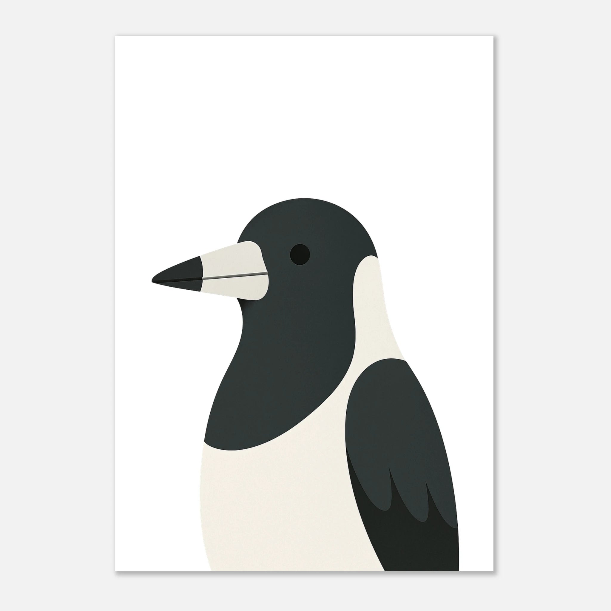 Unframed - Magpie – Minimalist Australian Bird Art Print | Native Wildlife Poster for Home or Classroom - Play By Print