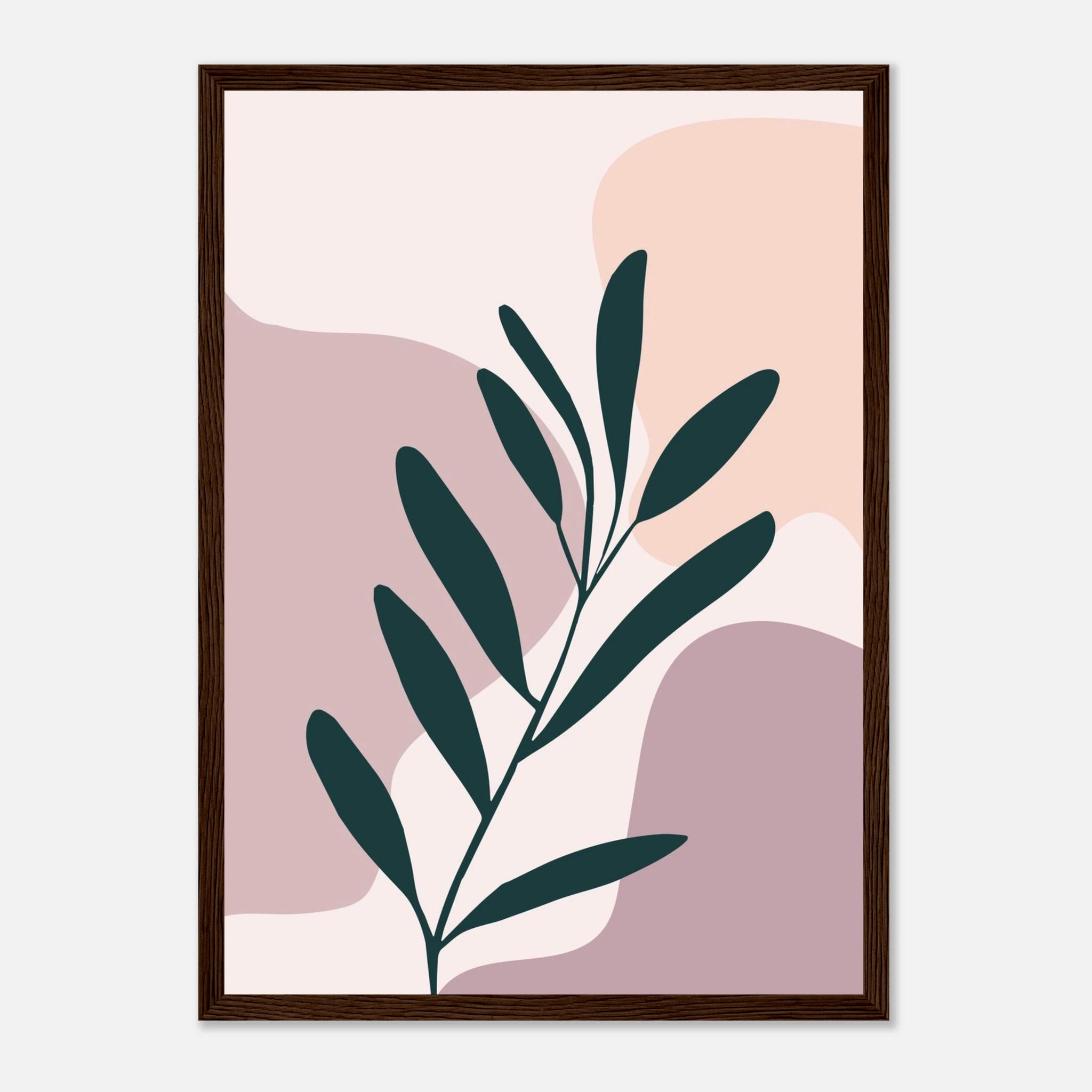 Dark wood frame - Olive Branch on Blush Modern Abstract Wall Art - Jerin