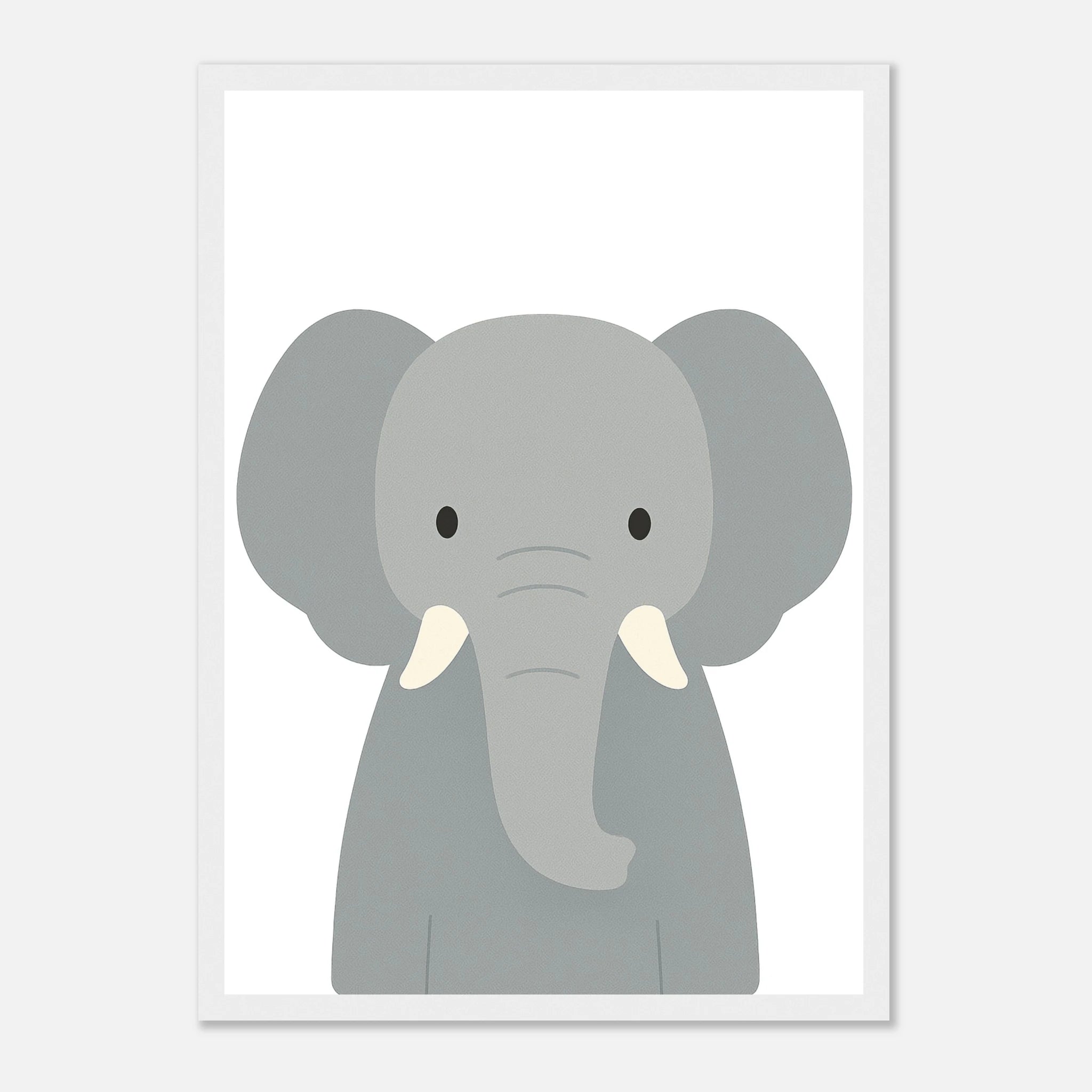 White frame - Elephant – Minimalist Animal Art Print | Modern Nursery or Safari-Themed Poster - Play By Print